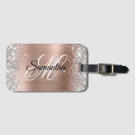 Silver Glitter Shiny Roos Gold Faux Folie Bagagelabel