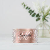 Silver Glitter Shiny Roos Gold Foil Fancy Monogram Visitekaartje (Staand voorkant)