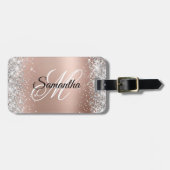 Silver Glitter Shiny Roos Gold Glam Gradiënt Bagagelabel (Voorkant horizontaal)
