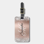 Silver Glitter Shiny Roos Gold Glam Gradiënt Bagagelabel (Voorkant verticaal)