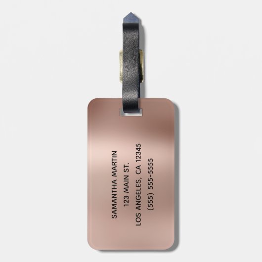 Silver Glitter Shiny Roos Gold Glam Gradiënt Bagagelabel (Achterkant verticaal)