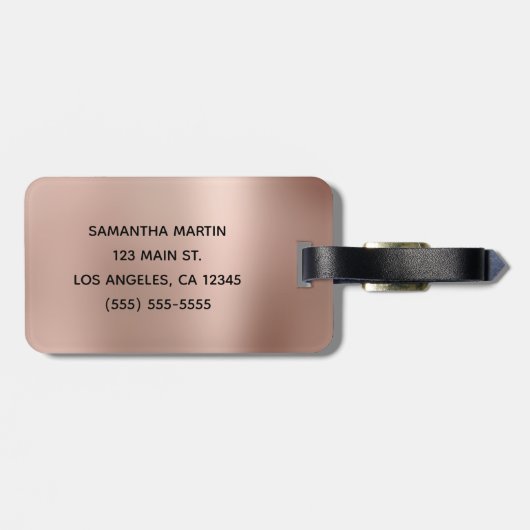 Silver Glitter Shiny Roos Gold Glam Gradiënt Bagagelabel (Achterkant horizontaal)