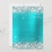 Silver Glitter Shiny Turquoise Blue Folie Sweet 16 Kaart (Achterkant)