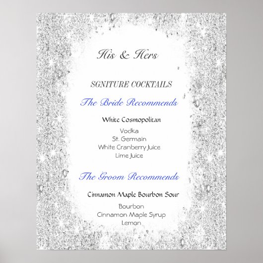 Silver Glitter, Signature Cocktails, Custom Poster (Voorkant)