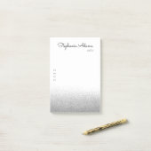 Silver Glitter Signature Monogram Post-it® Notes (Op bureau)