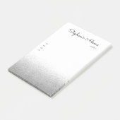 Silver Glitter Signature Monogram Post-it® Notes (Schuin)