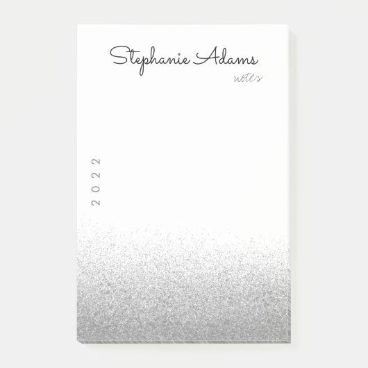 Silver Glitter Signature Monogram Post-it® Notes (Voorkant)