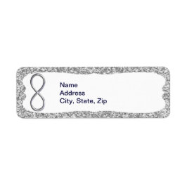 Silver Glitter Silver Infinity-Adresetiketten Etiket