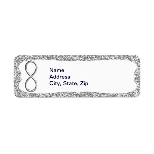 Silver Glitter Silver Infinity-Adresetiketten Etiket (Voorkant)