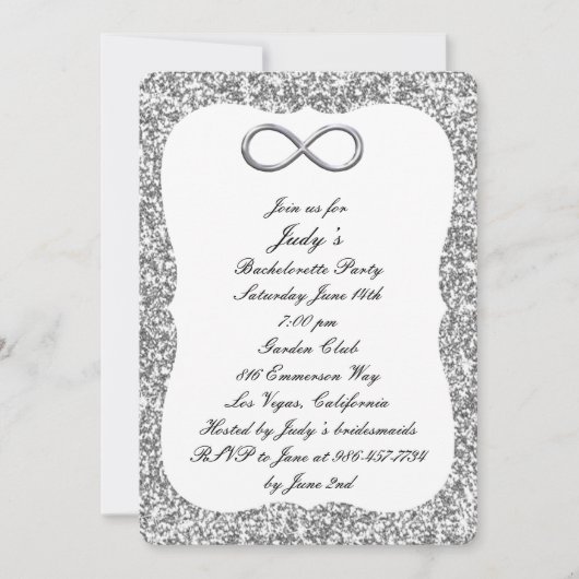 Silver Glitter Silver Infinity Bachelorette Party Kaart (Voorkant)