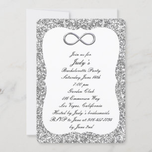 Silver Glitter Silver Infinity Bachelorette Party Kaart