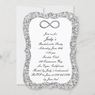 Silver Glitter Silver Infinity Bachelorette Party Kaart