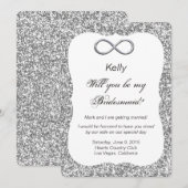 Silver Glitter Silver Infinity Bridesmaid Kaart (Voorkant / Achterkant)