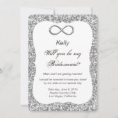 Silver Glitter Silver Infinity Bridesmaid Kaart (Voorkant)