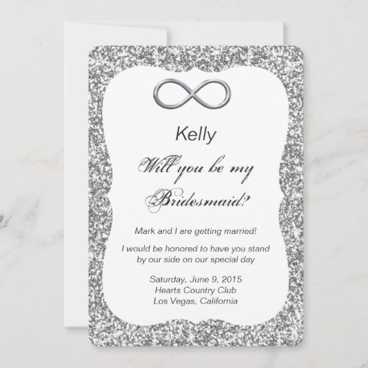 Silver Glitter Silver Infinity Bridesmaid Kaart (Voorkant)