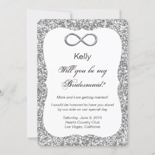 Silver Glitter Silver Infinity Bridesmaid Kaart