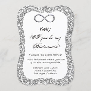 Silver Glitter Silver Infinity Bridesmaid Kaart