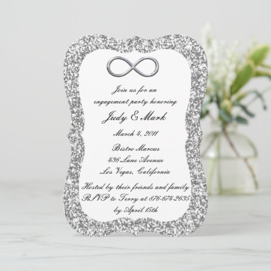 Silver Glitter Silver Infinity Engagement Kaart (Staand voorkant)