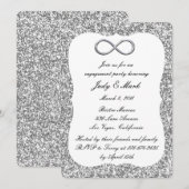 Silver Glitter Silver Infinity Engagement Kaart (Voorkant / Achterkant)