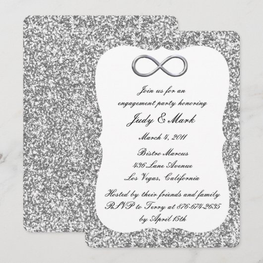 Silver Glitter Silver Infinity Engagement Kaart (Voorkant / Achterkant)