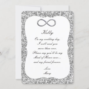 Silver Glitter Silver Infinity Maid of Honor Kaart