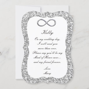 Silver Glitter Silver Infinity Maid of Honor Kaart