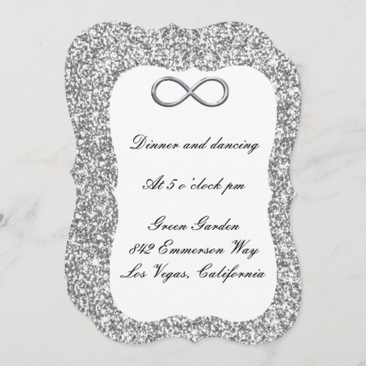 Silver Glitter Silver Infinity Reception Kaart (Voorkant / Achterkant)