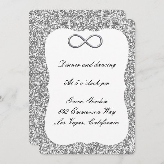 Silver Glitter Silver Infinity Reception Kaart (Voorkant / Achterkant)