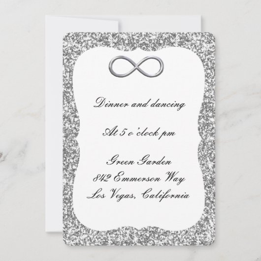 Silver Glitter Silver Infinity Reception Kaart (Voorkant)