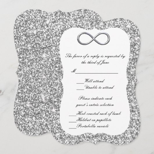 Silver Glitter Silver Infinity Response Kaart (Voorkant / Achterkant)