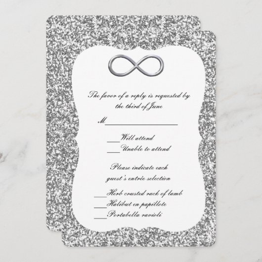 Silver Glitter Silver Infinity Response Kaart (Voorkant / Achterkant)
