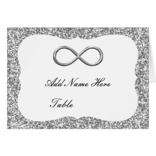 Silver Glitter Silver Infinity Table Place Card
