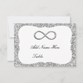 Silver Glitter Silver Infinity Table Place Card Kaart
