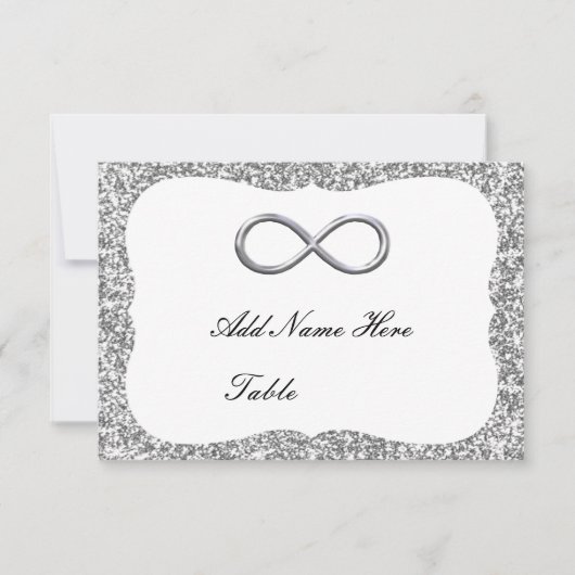 Silver Glitter Silver Infinity Table Place Card Kaart (Voorkant)