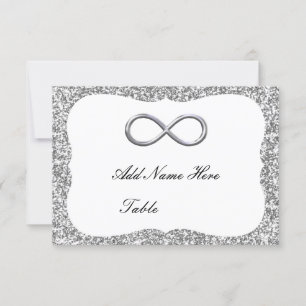 Silver Glitter Silver Infinity Table Place Card Kaart