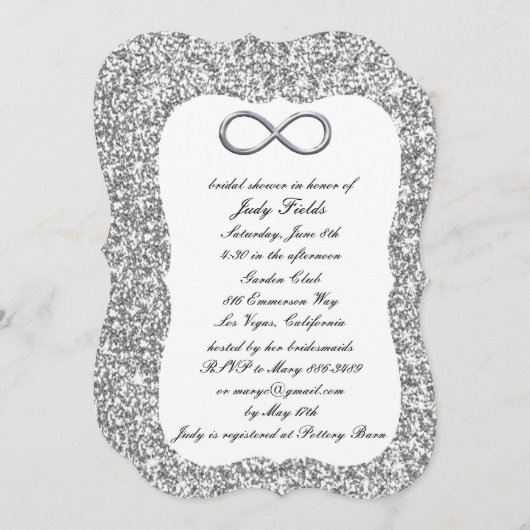 Silver Glitter Silver Infinity Vrijgezellenfeest Kaart (Voorkant / Achterkant)