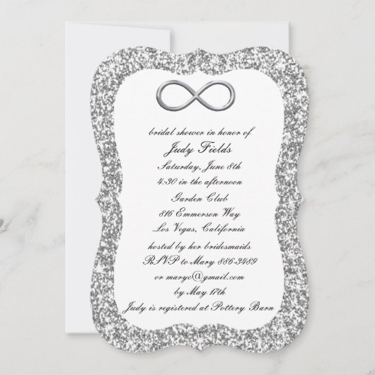 Silver Glitter Silver Infinity Vrijgezellenfeest Kaart (Voorkant)