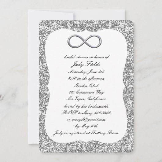 Silver Glitter Silver Infinity Vrijgezellenfeest Kaart (Voorkant)