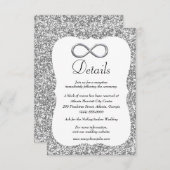 Silver Glitter Silver Infinity Wedding Details Informatiekaartje (Voorkant / Achterkant)