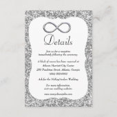 Silver Glitter Silver Infinity Wedding Details Informatiekaartje (Voorkant)