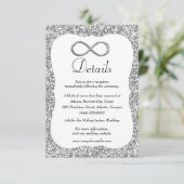 Silver Glitter Silver Infinity Wedding Details Informatiekaartje (Staand voorkant)