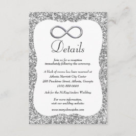 Silver Glitter Silver Infinity Wedding Details Informatiekaartje