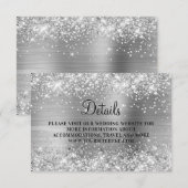 Silver Glitter Silvery Folie Weddenschap Details Informatiekaartje (Voorkant / Achterkant)