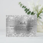 Silver Glitter Silvery Folie Weddenschap Details Informatiekaartje (Staand voorkant)
