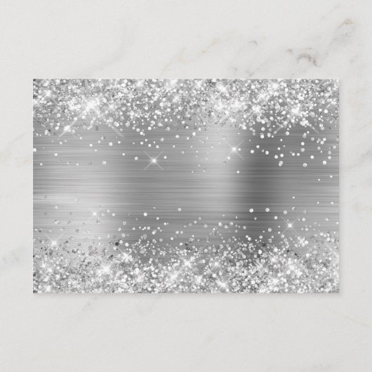 Silver Glitter Silvery Folie Weddenschap Details Informatiekaartje (Achterkant)