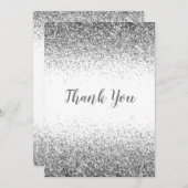 Silver Glitter Simple Modern-bedankt kaart (Voorkant / Achterkant)