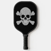 Silver Glitter Skull en Crossbones Pickleball Paddle (Voorkant)