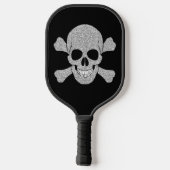 Silver Glitter Skull en Crossbones Pickleball Paddle (Achterkant)