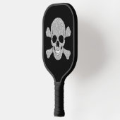 Silver Glitter Skull en Crossbones Pickleball Paddle (Links)