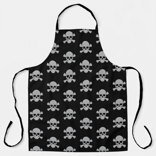 Silver Glitter Skull en Crossbones Schort (Voorkant)